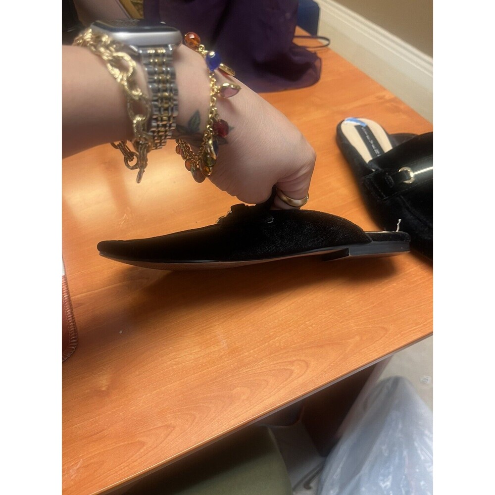 Steven By Steve Madden Women’s Velveteen Mules “Royce” Black Size 6.5 Horsebit - Picture 7 of 9